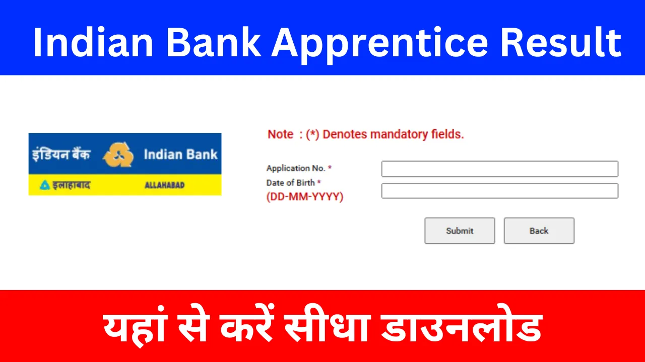 Indian Bank Apprentice Result