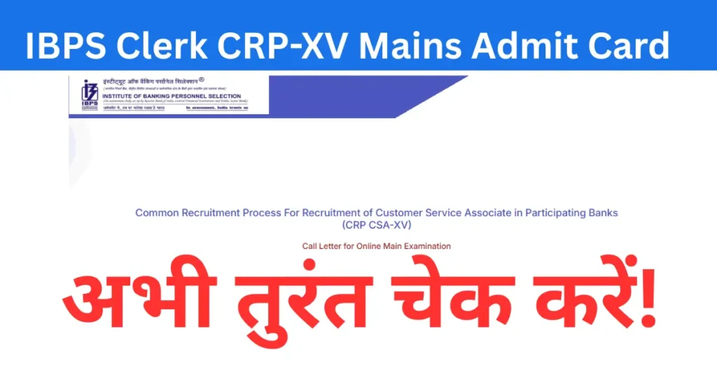 IBPS Clerk CRP-XV Mains Admit Card IBPS Clerk CRP-XV Mains Admit Card